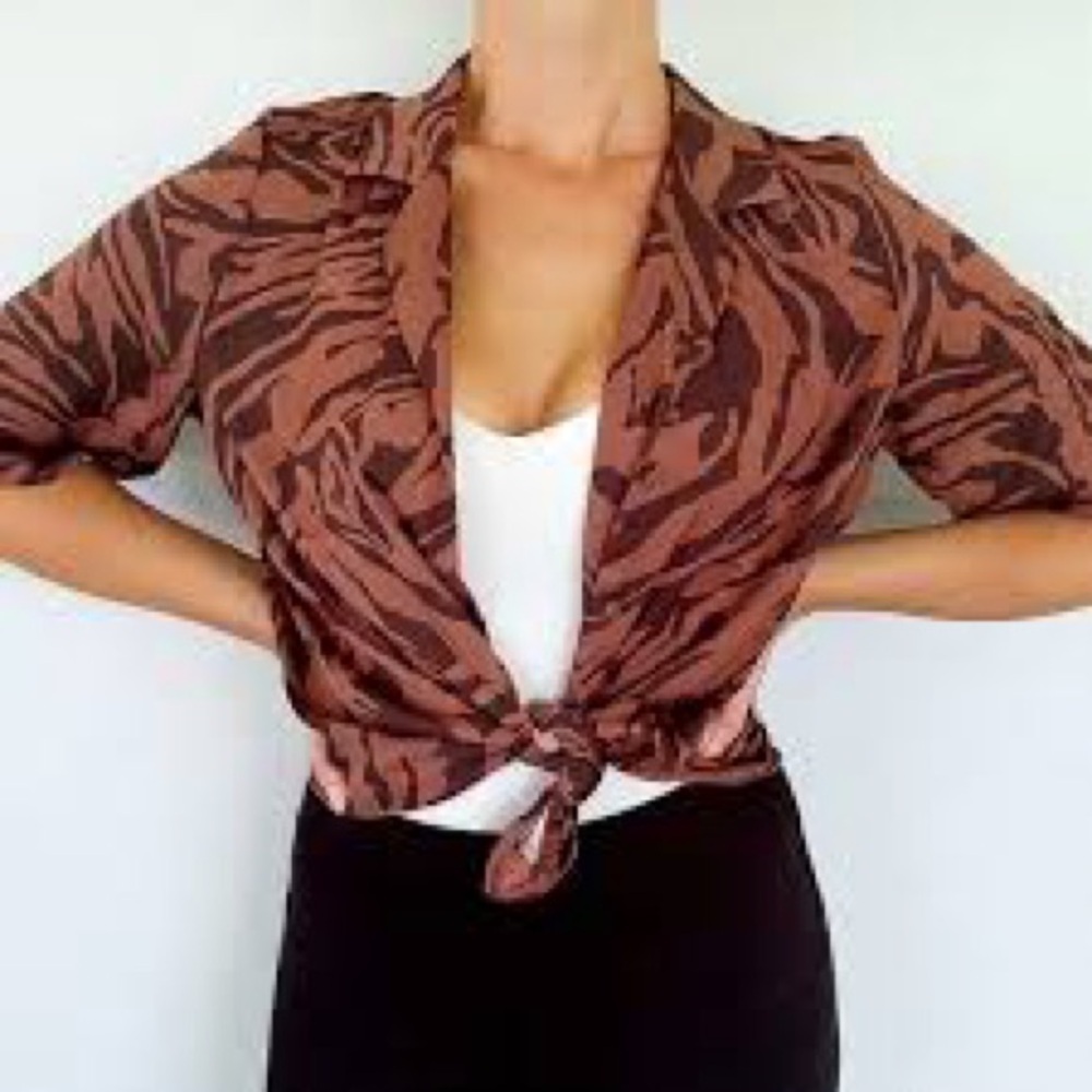 Rachel Zoe Brown Animal Print Top